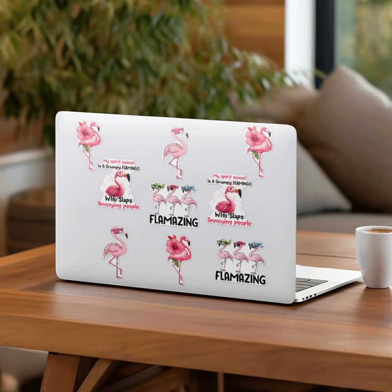 RABOWA Pack 9 Pcs Flamingo Sticker for Cars Vehicles Trucks Laptops Window Helmets Funny Sayings Bumper Stickers Waterproof Removable Vinyl Wall Decals Car Exterior Laptop Accessories - Image 4